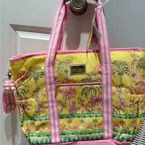 Lilly Pulitzer Pink and Yellow Tropical Oasis Cooler Bag